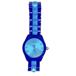 Steve Madden Watch Womens Blue Analog Quartz Round Face Bracelet Style Fashion A